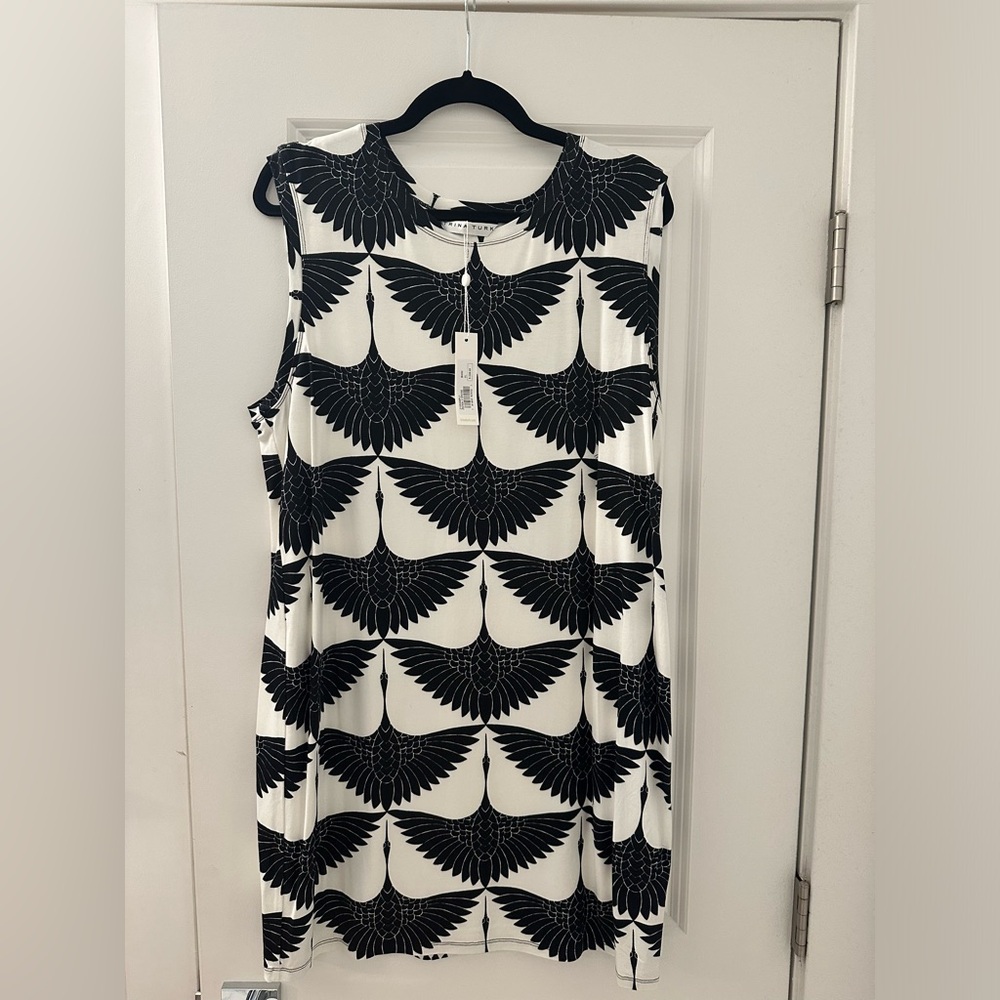 Trina Turk Black and White Bird Print Mini Dress - Picture 6 of 6